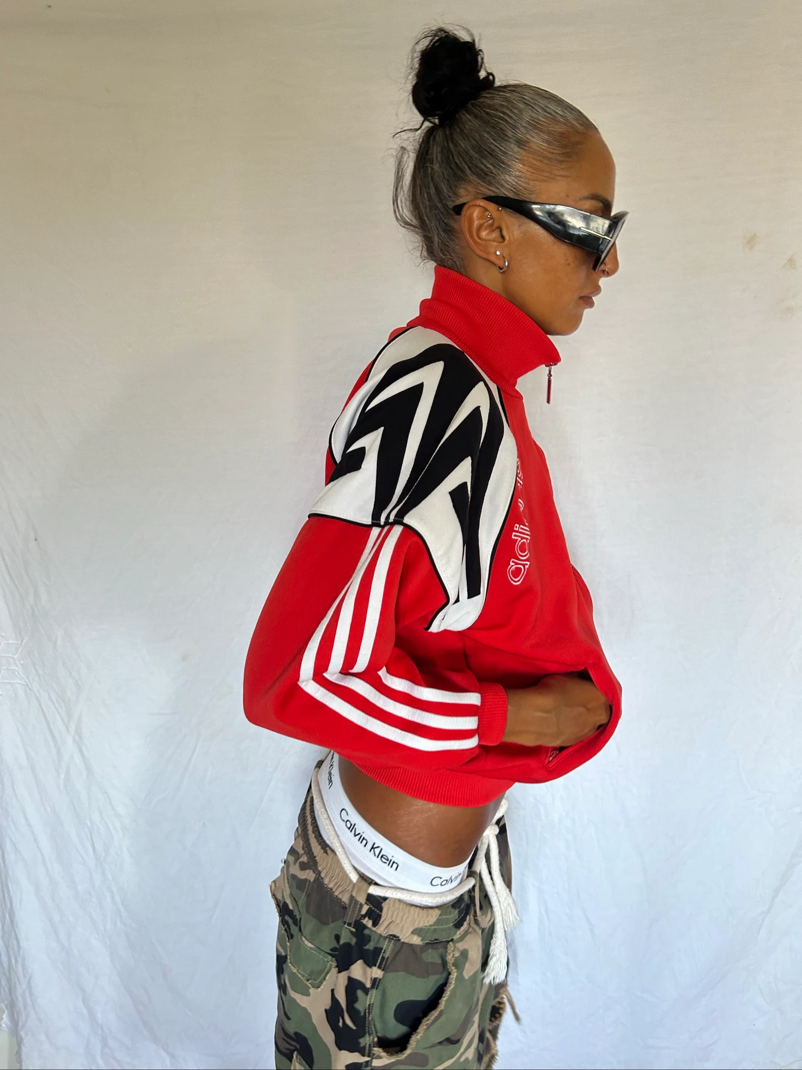 Chaqueta/chaleco - adidas / bordado - cuello alto / top - vintage - Y2K - oversize – photo 3